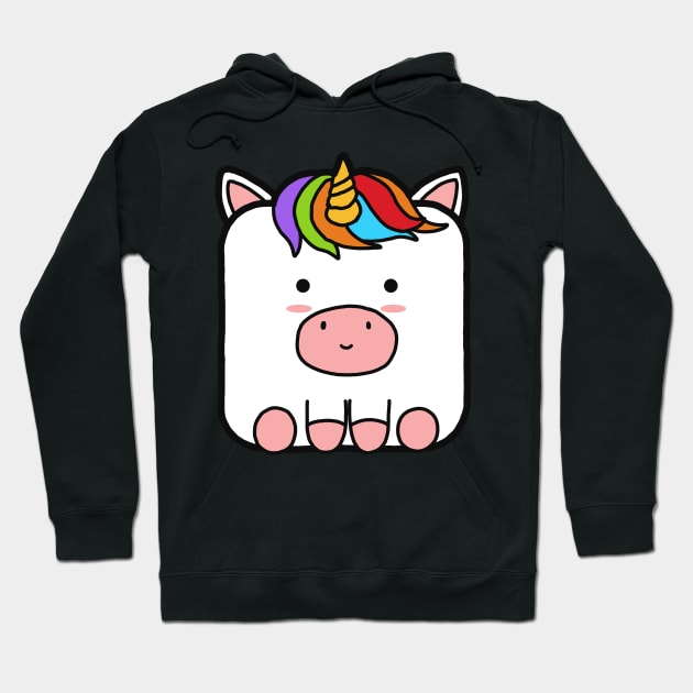 Kawaii Square Unicorn Hoodie by Luna Illustration